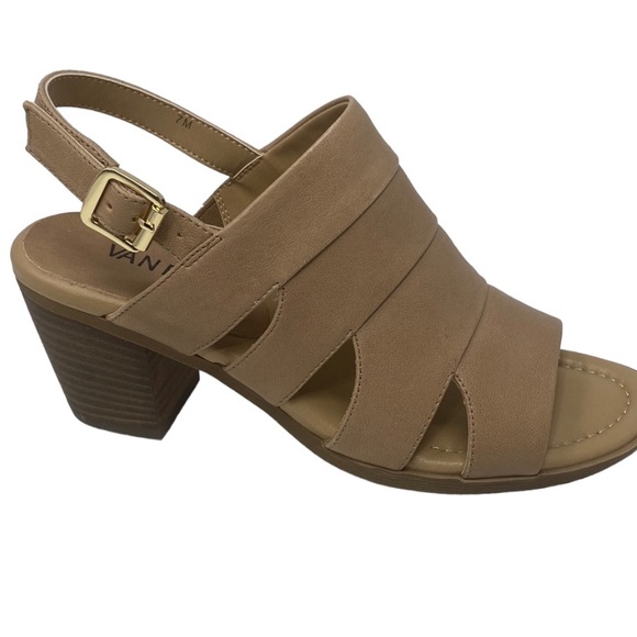 VANELI Mayo Sabbia Womens Block Heel Sling Back Upper Leather Buckle Size 7M NEW - Picture 2 of 13
